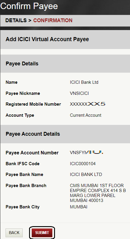 Confirm Payee